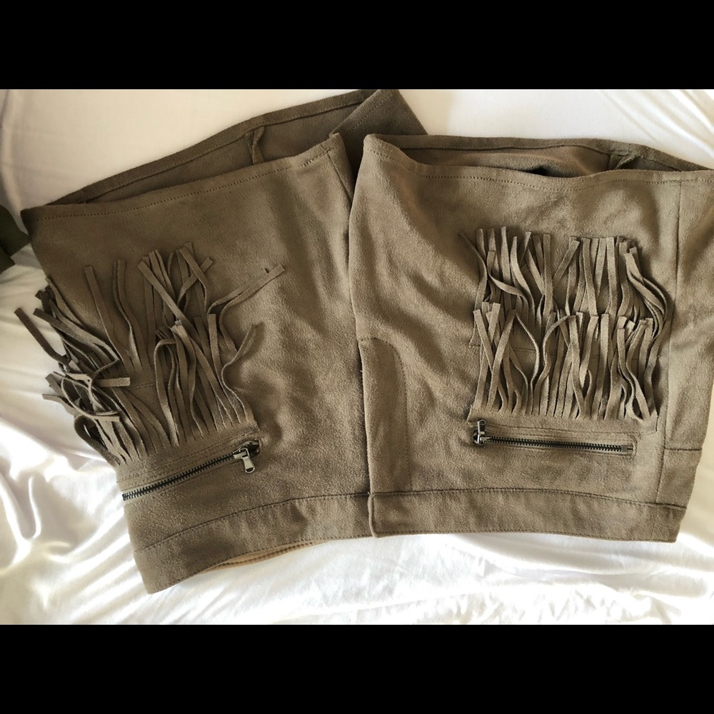 Suede fringe shorts.